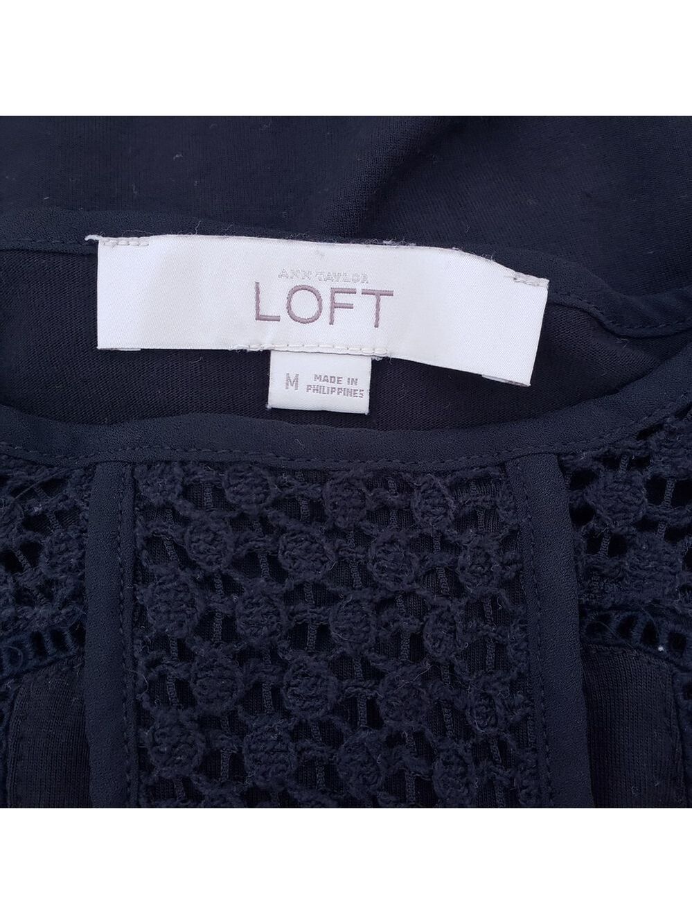 LOFT Women's Black Sleeveless Lace Trim Top Size M - Picture 5 of 8